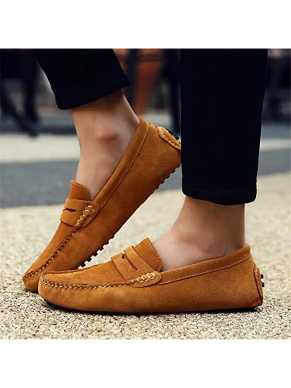 Stylish Men's Suede Leather Penny Loafers | Comfortable Moccasin Slippers